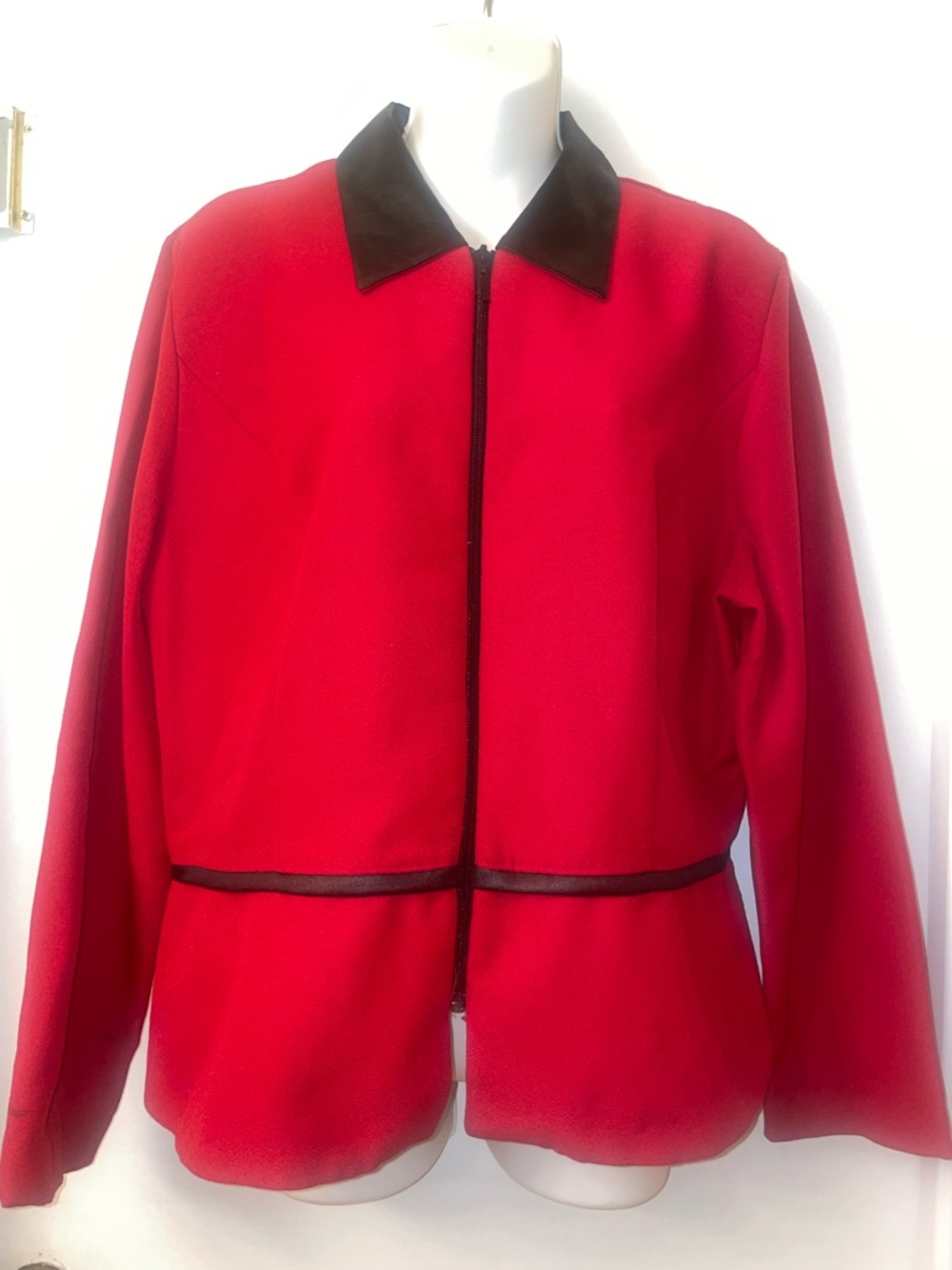Kathie Lee Collection Red Blazer Jacket with Black Trim